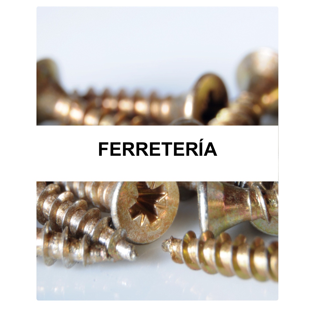Foto bisagras dorados con el texto "Ferretería". Jabellan brinda servicios de decoletaje economico