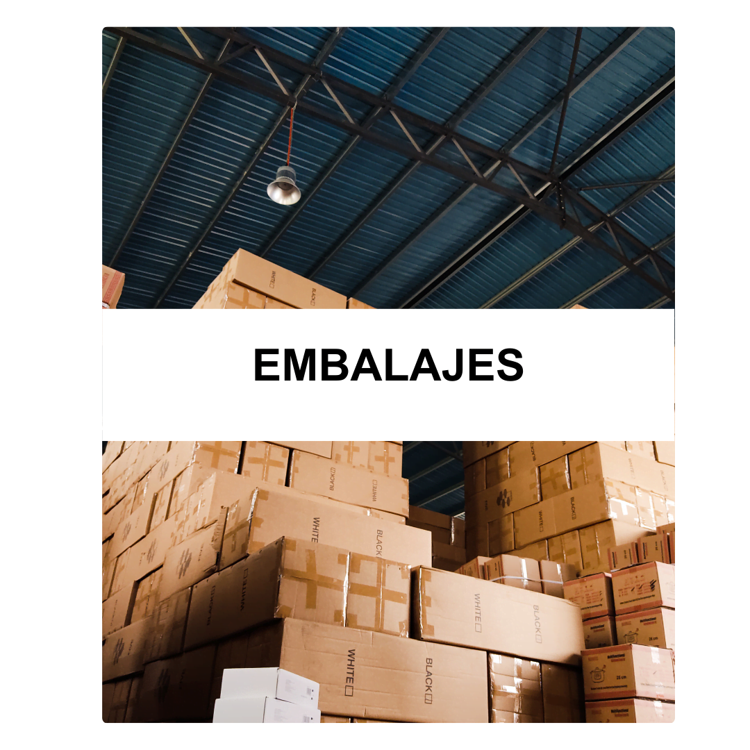 Foto paquetes con el texto "Embalajes". Jabellan hace importacion de decoletaje desde china a españa
